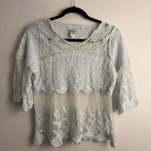 Sundance Lace Embroidered Mesh Top Size XS